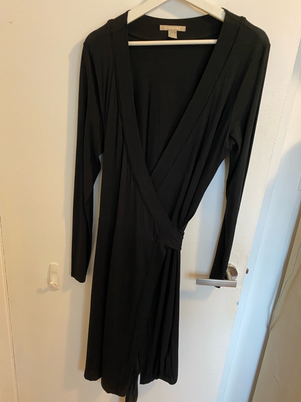 Banana Republic Black Long-Sleeve Wrap Dress